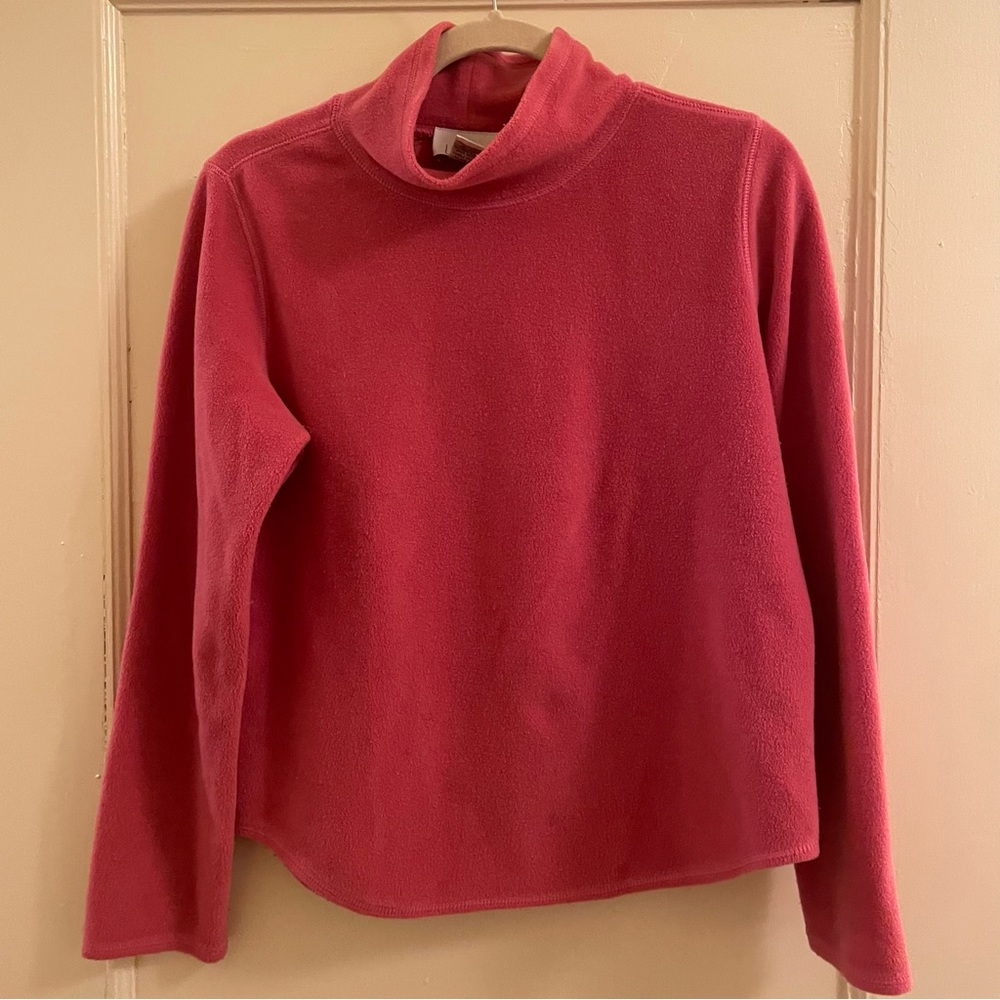 Ann Taylor LOFT Stretch Pink Fleece Turtleneck Long sleeve Short - size M